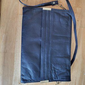 Vintage Korean leather handbag/ clutch/crossbody Blue gray color